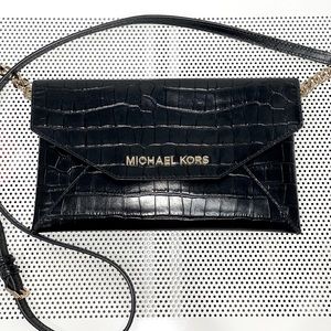 Authentic Michael Kors black “faux croc” design